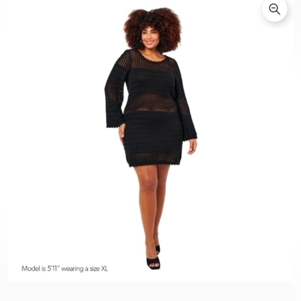 Edited By Remi Bader Long Sleeve Crochet Mini Dress Size L